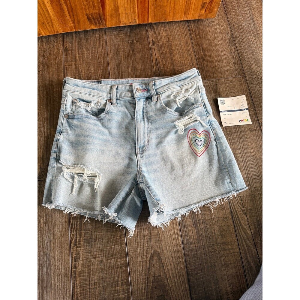 American Eagle Pride Mom Shorts Sz. 4 NWT Light Blue